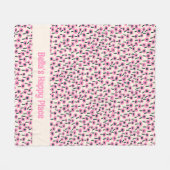 Polaire Couverture pour chien Fleurs roses avec nom Couver (Devant (Horizontal))