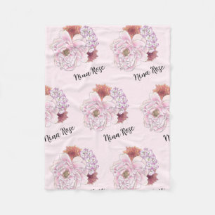 Polaire Couverture pour enfants rose et floral personnalis