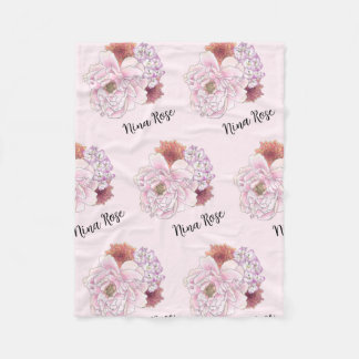 Polaire Couverture pour enfants rose et floral personnalis