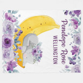 Polaire Couverture pour filles Eléphant mignon sur une ban (Devant (Horizontal))