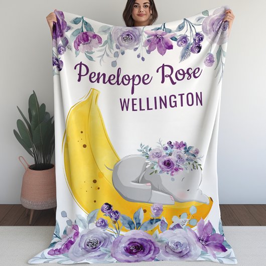 Polaire Couverture pour filles Eléphant mignon sur une ban