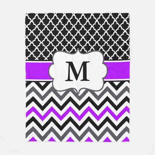 Polaire Couverture pourpre noire de monogramme de Chevron (Devant)