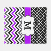 Polaire Couverture pourpre noire de monogramme de Chevron (Devant (Horizontal))