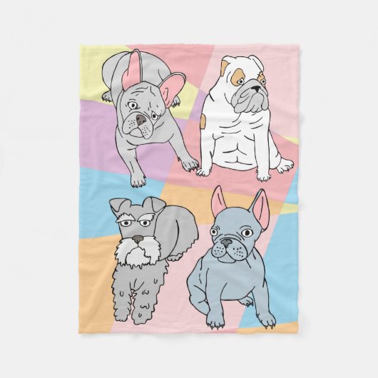 Polaire Couverture quatre chiens mignons (Devant)