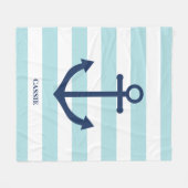 Polaire Couverture rayée bleu poudre marine avec ancre (Devant (Horizontal))