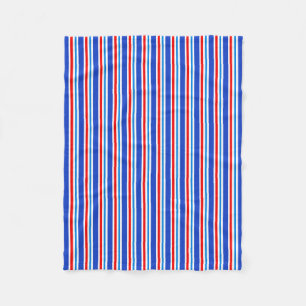 Polaire Couverture rayée de bleu, rouge et blanche