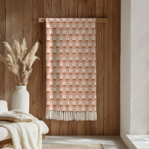Polaire Couverture Rétro Boho Marron Vert Floral Vibes