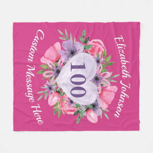 Polaire Couverture rose 100e anniversaire pour femmes (Devant (Horizontal))