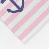 Polaire Couverture rose avec ancres nautiques, monogramme (Coin)