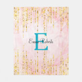 Polaire Couverture rose de monogramme de goutte d'or (Devant)