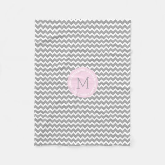Polaire Couverture rose de monogramme de motif de Chevron (Devant)