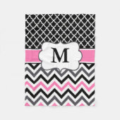 Polaire Couverture rose noire de monogramme de Quatrefoil (Devant)