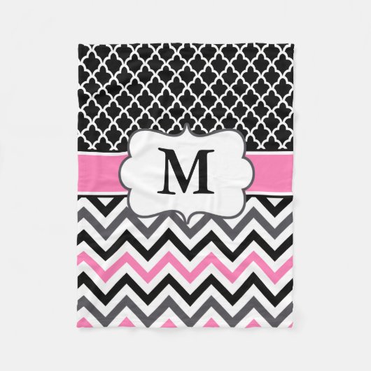 Polaire Couverture rose noire de monogramme de Quatrefoil (Devant)