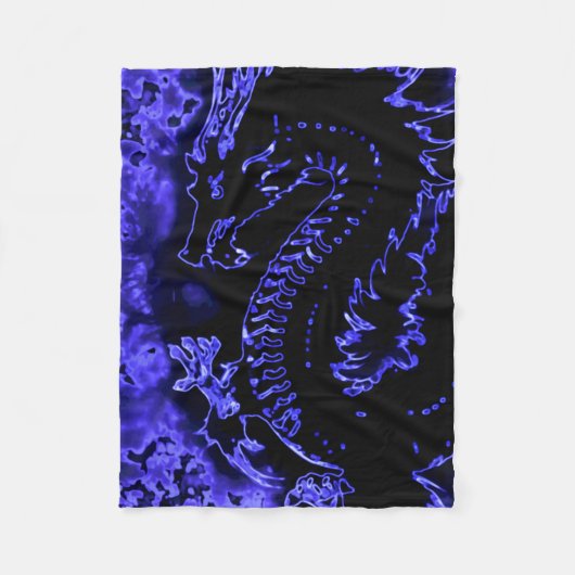 Polaire Couverture samouraï bleue de dragon d'esprit (Devant)