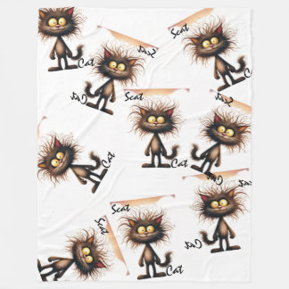 Polaire Couverture Scat Cat Drôle Chat aux Cheveux Fous