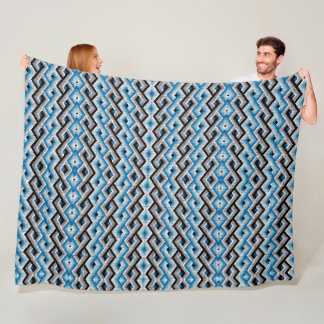 Polaire Couverture Sherpa Azteque Géométrique Bleue