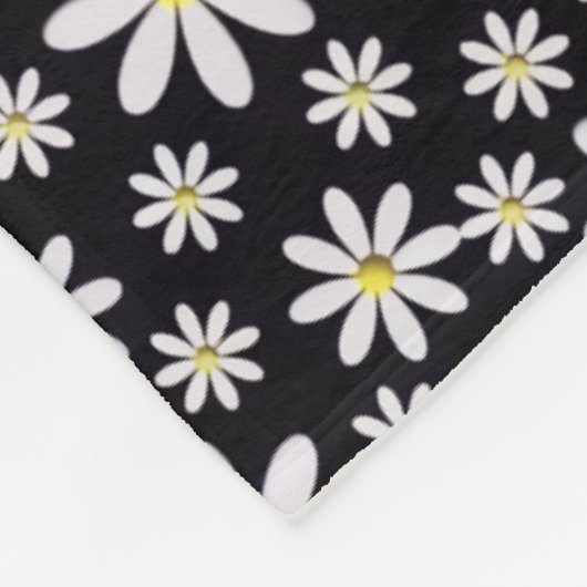 Polaire Couverture Sherpa Daisy Noir Blanc (Coin)
