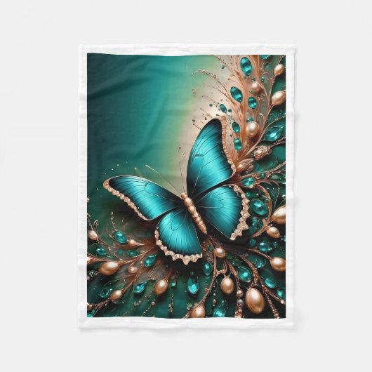 Polaire Couverture Sherpa Papillon Sarcelle (Devant)