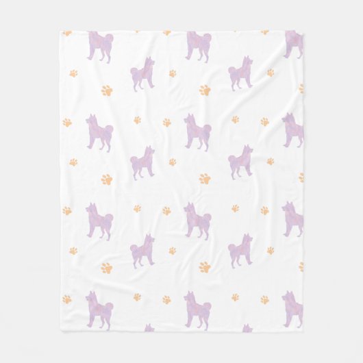 Polaire Couverture Shiba Inu – Cadeau Minimal Lavande  (Devant)