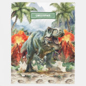 Polaire Couverture T-Rex unique Nom personnalisé Garçons (Devant)