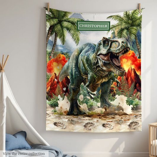 Polaire Couverture T-Rex unique Nom personnalisé Garçons