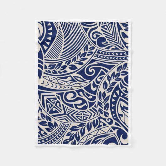 Polaire Couverture Tribale Polynésienne Bleue ADOM (Devant)