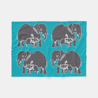 Polaire Couverture turquoise d'ouatine d'éléphants