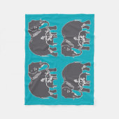 Polaire Couverture turquoise d'ouatine d'éléphants (Devant)