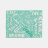 Polaire Couverture turquoise verte et gris pâle Nom Collag (Devant (Horizontal))