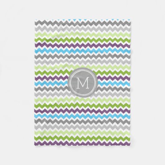 Polaire Couverture vert-bleu de monogramme de motif de (Devant)