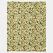 Polaire Couverture Vert Sauge Luxe Design Botanique Or (Devant)