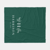 Polaire Couverture verte de vacances à monogramme rustique (Devant (Horizontal))
