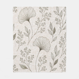 Polaire Couverture vintage botanique Ginkgo vert sauge