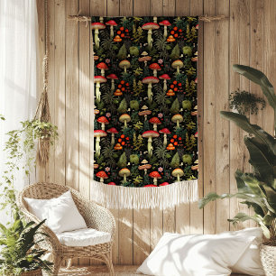 Polaire Couverture Vintage Forest Champignons & Style Rust