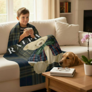 Polaire Couverture vintage ours en peluche à carreaux avec