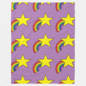 Polaire Couverture violette avec étoiles jaunes et arcs-en (Devant)
