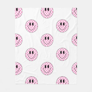 Polaire Couverture visage rose À damiers sourire