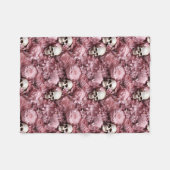 Polaire Crânes et fleurs ! Couverture rose et crème ! (Devant (Horizontal))