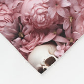 Polaire Crânes et fleurs ! Couverture rose et crème ! (Coin)