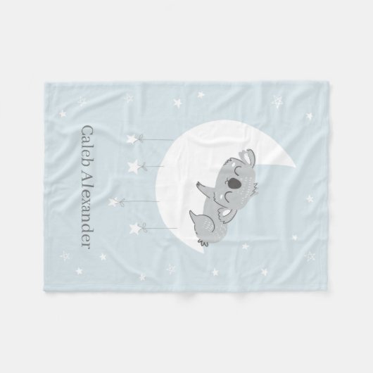 Polaire Cute Blue Koala dormir sur une couverture bébé lun (Devant (Horizontal))