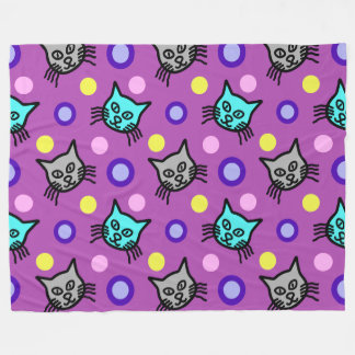 Polaire Cute Chats Motif en Violet Grosse couverture en po