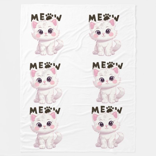 Polaire Cute couverture de chat Meow (Devant)