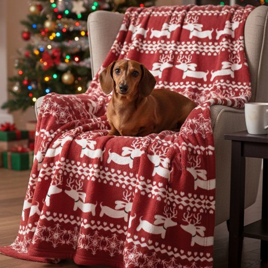 Polaire Dachshund Fair Isle Vilain Couverture Sweat de Noë