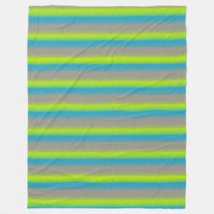 Polaire Dent de chien rayé vert, gris, couverture turquois