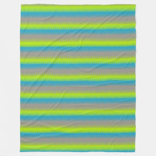 Polaire Dent de chien rayé vert, gris, couverture turquois (Devant)