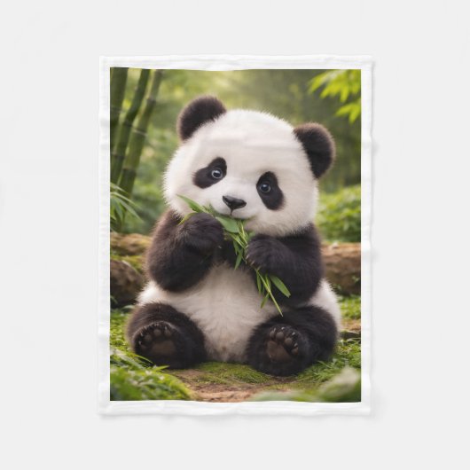 Polaire Doux bébé panda mangeant une couverture en molleto (Devant)