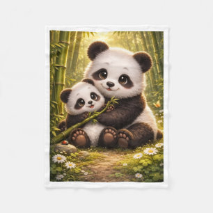 Polaire Doux Pandas dans la Forêt de Bambou Couverture en