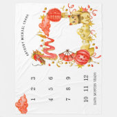 Polaire Dragon & Chat Lucky | Bébé Couverture de jalon (Devant)