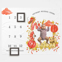 Dragon & Lucky Cat | Couverture de jalons de bébé