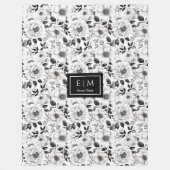 Polaire Élégante couverture de fleurs monochromes en gris (Devant)